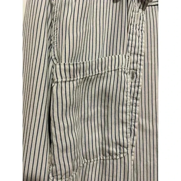 Merona Men’s Size Small Black & White Striped Button Down Shirt - Picture 3 of 7